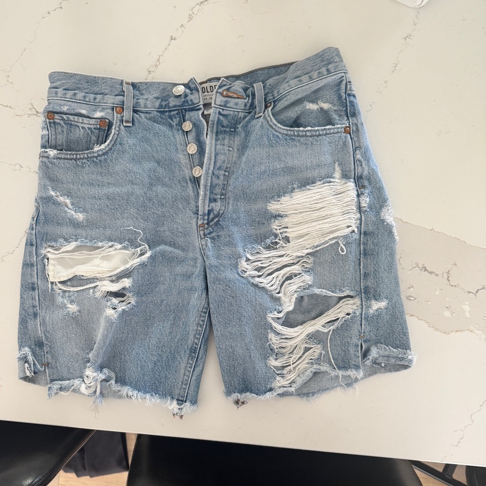 Agolde Light Blue Denim Shorts